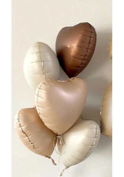 Retro Balon Krem, Bej Ve Karamel Kalp Balon Retro Balon Kahve T