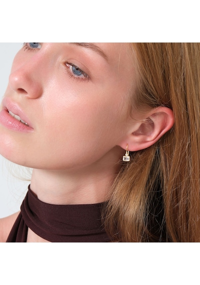 Gia Baget Taşlı Sallantılı Altın Küpe 14 Ayar