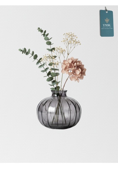 Chacha Home Modern 3'lü Minimalist Cam Çiçek Vazosu Dekoratif Masa Üstü Vazo Seti Füme