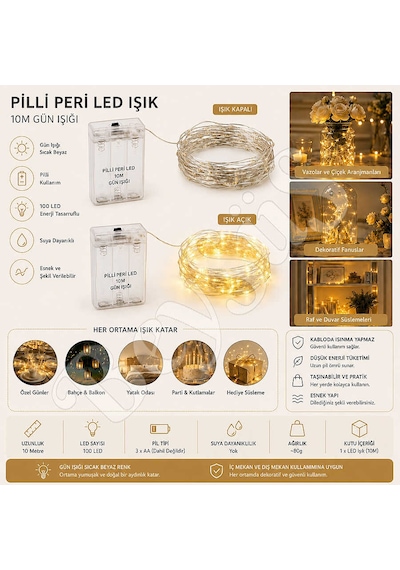 10 M Pilli Peri Led Gün Işığı İthal