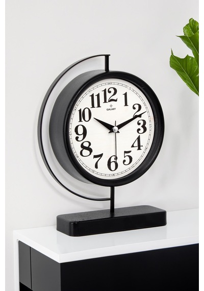 Siyah Metal Masa Saati 25 Cm