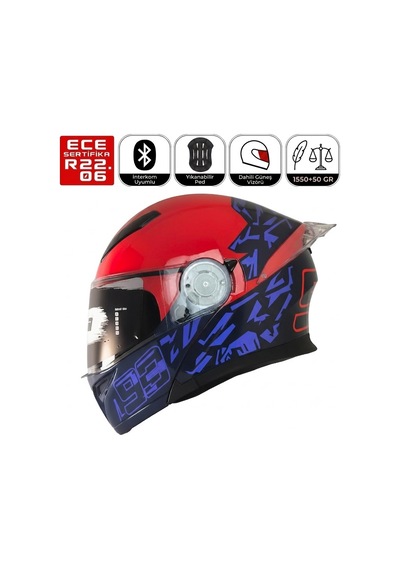Fr-965 93 Motosiklet Kaskı Çene Açılır Güneş Vizörlü Motorcu Kask Çok Renkli