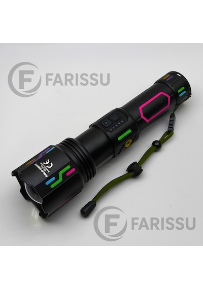 Or-g650 Ultra Güçlü Şarjlı El Feneri 2 Km Menzil, Powerbank Özellikli, Zoomlu Ve Özel Çantalı 200 Watt Siyah