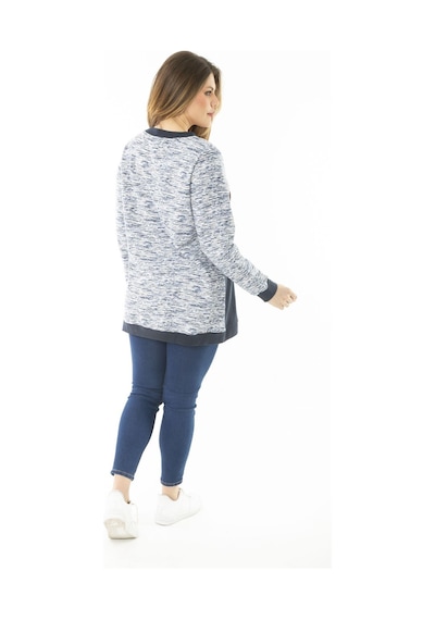 Şans Kadın Büyük Beden Lacivert Süs Düğme ve Kup Detaylı Sweatshirt 65n37121-lacivert Lacivert