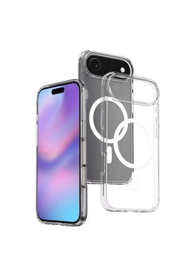 Techaks Apple Uyumlu iPhone 17 Air Kılıf M-safe Şarj Özellikli Şeffaf Sert Pc Tchs Embos Kapak - Şeffaf Şeffaf
