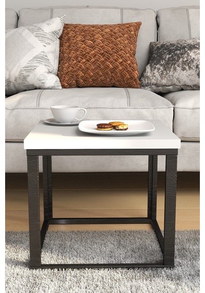 Kare Orta Sehpa 44x44x40,7 Cm 28 Mm Tabla, Masif Ahşap Ayak Gri / Ceviz Gri Gri