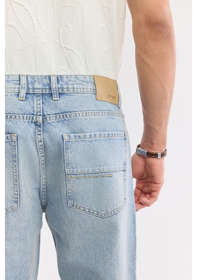 Avva Erkek Açık Mavi Klasik Bel %100 Pamuk Eskitme Yıkamalı Tokyo Straight Fit Jean Pantolon A51y3546