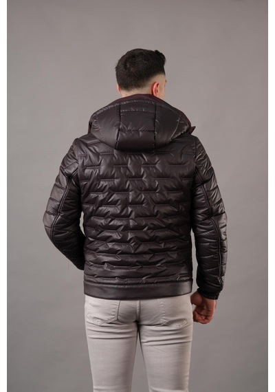 Regular Fit Kapşonlu Astarlı Kapitone Erkek Mont 001