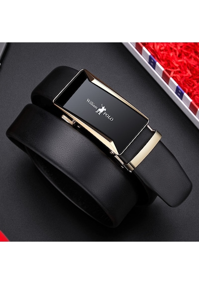 Williampolo Deluxe Hakiki Deri Otomatik Tokalı Erkek Kemer-gold Toka siyah