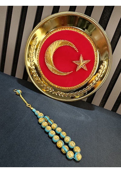 Altın Varaklı Tesbih Maskot Efe Bilek Boy 14mm