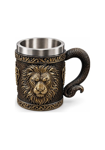 Aslan Figürlü 3 D Kabartmalı Paslanmaz Çelik Kupa Bardak Alk6342 Çokrenkli