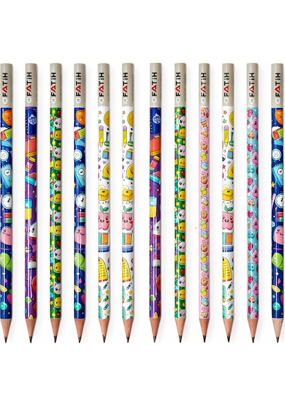 Fatih Kawaii Desenli Kurşun Kalem 12 Adet Çok Renkli