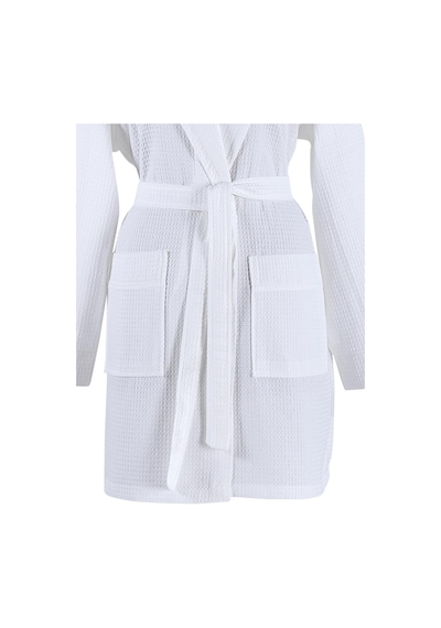 Zeynep Tekstil Waffle Pike %100 Pamuklu Bornoz Unisex Premium Yeni Trend Bornozu 153-99-1312-4 Beyaz