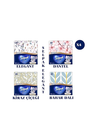 Selpak Deluxe Elegant Design Desenli Peçete 4 Paket