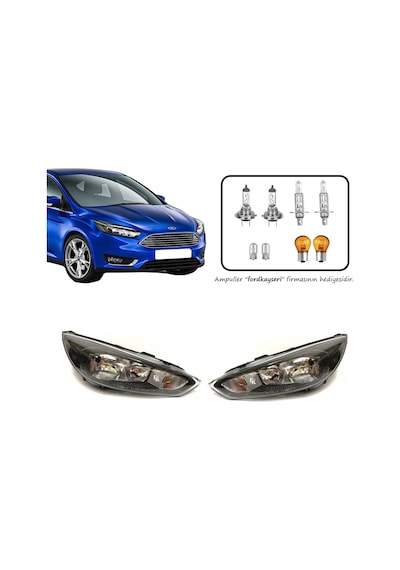 Ford Focus 3,5 Ön Far Lamba Siyah Zemin Sağ Sol Takım 2015--2018