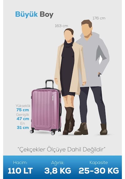 Polo&Sky Spring Model Gül Kurusu Renk Büyük Boy Valiz Bavul Gülkurusu