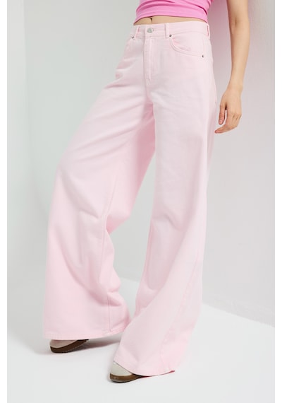 Itsbasic Kadın Açık Pembe Hera 6s6-98 Palazzo Fit Bol Kesim Denim Jean