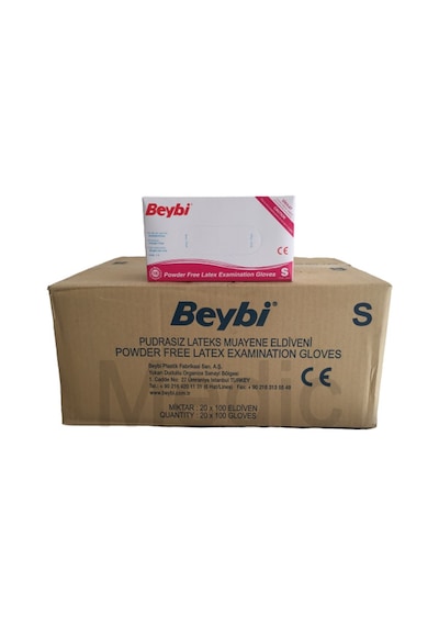 Beybi Lateks Pudrasız Muayene Eldiveni 100'lü x 20 Adet Beyaz S