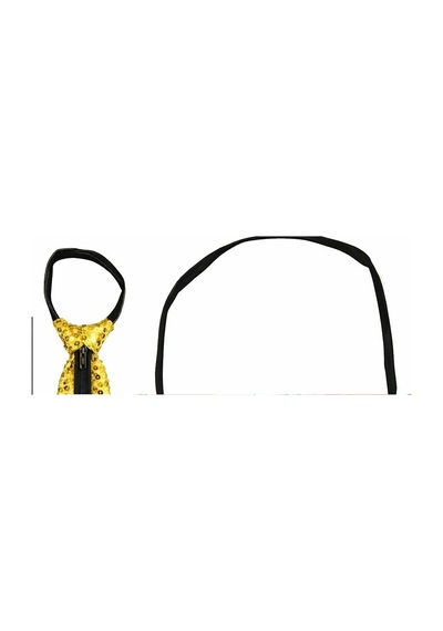 Altın Renk Pul Payetli Işıltılı Parti Kravatı 33 Cm Bx40 +0