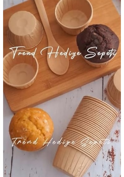 50'li Kraft Cupcake Kalıbı, Muffin Kek Kalıbı, Kek Kapsülü, Airfryer Uyumlu .
