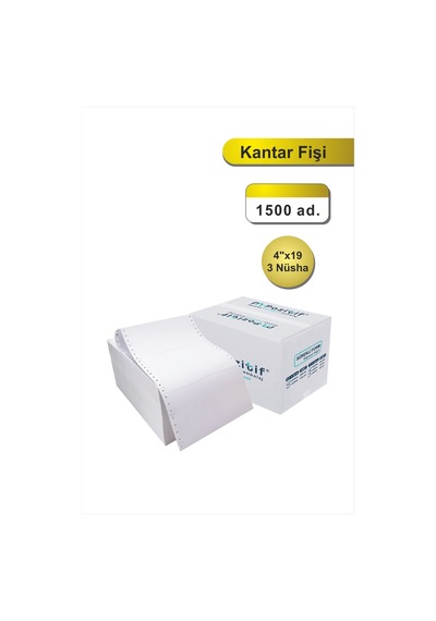 4x19 Kantar Fişi 3 Nüsha 1500 Adet , Beyaz Otokopili Sürekli Form 4''x19 Cm