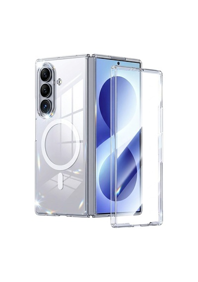 Caseonn Samsung Galaxy Z Fold 8 Ultra Kılıf Magsafe Özellikli Sararmaz Kristal Sert Kapak Şeffaf