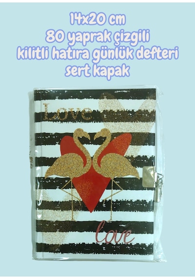 14x20 Cm 80 Yaprak Çizgili Kilitli Hatıra Günlük Defteri Sert Kapak Çok Renkli