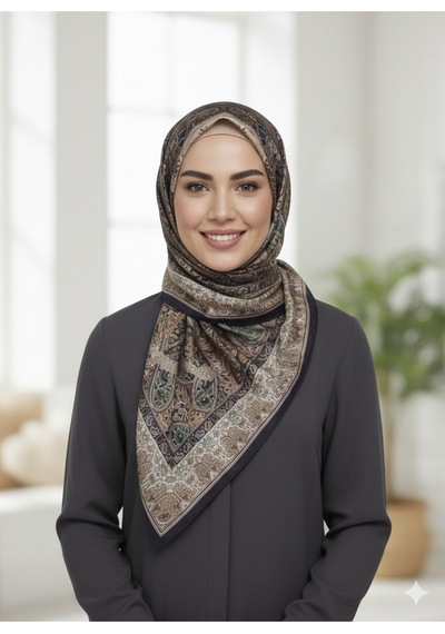Premium Lux Original Etnik Desen Şal Vual İpek, 1. Sınıf, Hafif, Rahat, Şık, Tesettür Giyim Kahverengi - Bej - Yeşil Premium Lux Original Etnik Desen Şal Vual İpek, 1. Sınıf, Hafif, Rahat, Şık, Tesettür Giyim Kahverengi - Bej - Yeşil