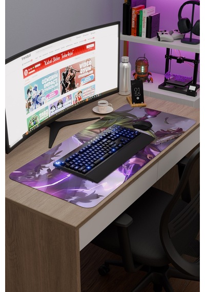Kuki Shinobu Genshin Impact Anime Oyuncu V2 - 90x40 Xxl Gaming Mouse Pad Fare Altlığı
