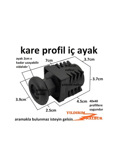 Profil Ayağı İç Tapa 40x40 Ayarlı Ayak Plastik İçe Geçmeli Siyah