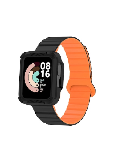 Zore Xiaomi Redmi Watch 2 Silikon Kordon Krd-105 Strap Kayış-siyah-turuncu