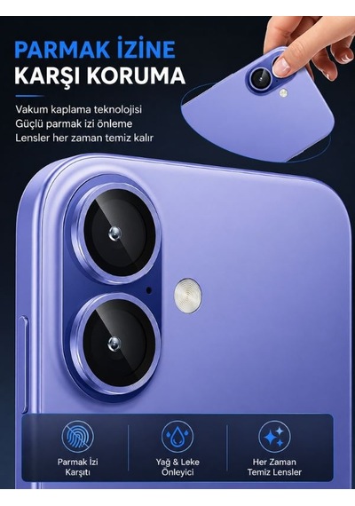 Apple iPhone Uyumlu  15 / 15 Plus Siyah Metal Kamera Lens Koruyucu Safir Cam Ultra Net Hd