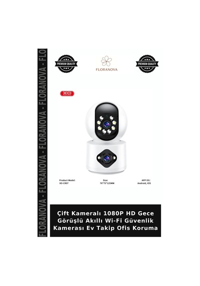 Çift Kameralı 1080p Hd Gece Görüşlü Akıllı Wi-fi Güvenlik Kamerası Ev Takip Ofis Koruma Çok Renkli