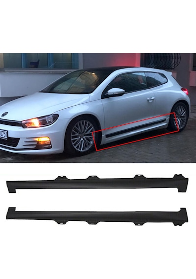 Vw Scirocco R Yan Marşpiyel Seti Plastik 2 Adet Mat Siyah 2008 -2017 Karlık+ek+bodykit