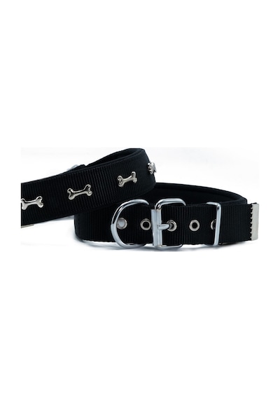 Doggie Comfort Metal Kemik İşlemeli Köpek Boyun Tasması M 3x42-50 CM Siyah