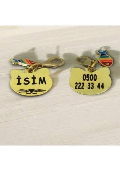 Caramelos Isimli Kedi Tasması Künyesi- Paslanmaz Metal- Çelik