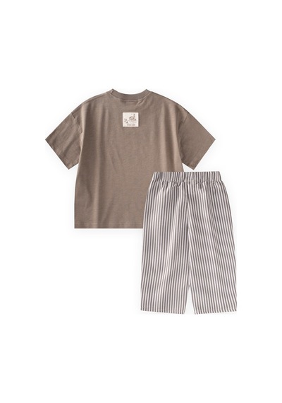Cigit Oversize T-shirt Takım 2-10 Yaş Vizon