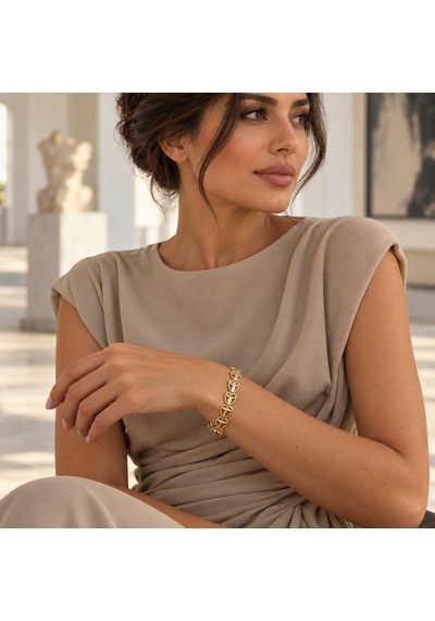 14k Altın Kaplama - Amora Gold Kalp Ve Yaprak Motifli Paslanmaz Çelik Kadın Bileklik Zarafetin İmzası - 18,5 Cm Renkli 14k Altın Kaplama - Amora Gold Kalp Ve Yaprak Motifli Paslanmaz Çelik Kadın Bileklik Zarafetin İmzası - 18,5 Cm Renkli