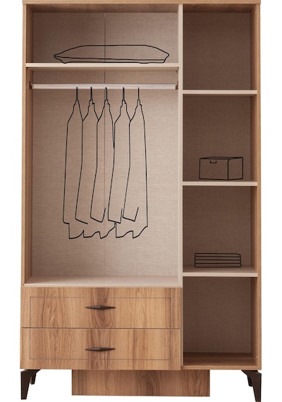 Hazar 3 Kapılı 2 Çekmeceli Gardırop Elbise Dolabı 120x47x200
