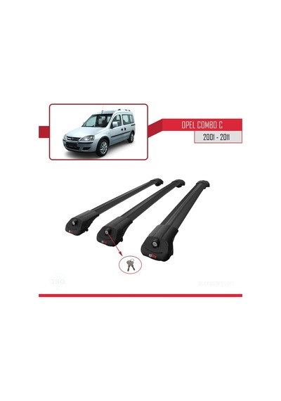 Opel Combo C 2001-2011 Arası İle Uyumlu Ace-1 Ara Atkı Tavan Barı Siyah 3 Adet Bar