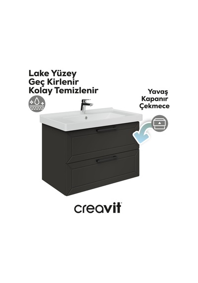Creavit D20 80 Cm İki Çekmeceli Lav. Dolabı Antrasit Lake Antrasit Creavit D20 80 Cm İki Çekmeceli Lav. Dolabı Antrasit Lake Antrasit