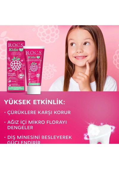 R.o.c.s. Kids Ahududu Smoothie Tadında Florürsüz Diş Macunu 45 Gr Temel Bakım