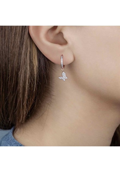 Kelebek Tasarım Gümüş Kadın Küpe N11.65890