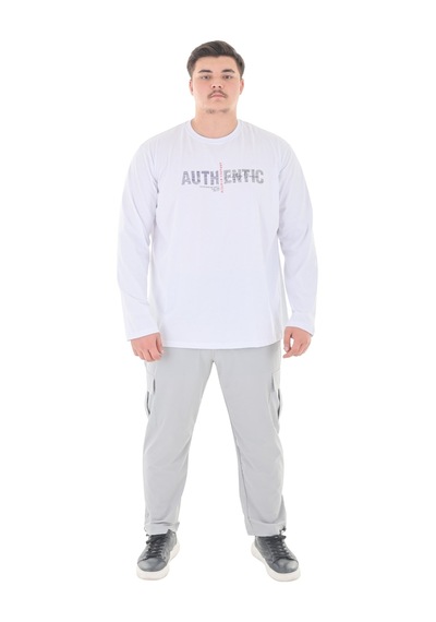 Erkek 115-155 Kilo Arası İçin Uygun Uzun Kol Bisiklet Yaka Mevsimlik Baskılı İnce Sweatshirt Beyaz Erkek 115-155 Kilo Arası İçin Uygun Uzun Kol Bisiklet Yaka Mevsimlik Baskılı İnce Sweatshirt Beyaz