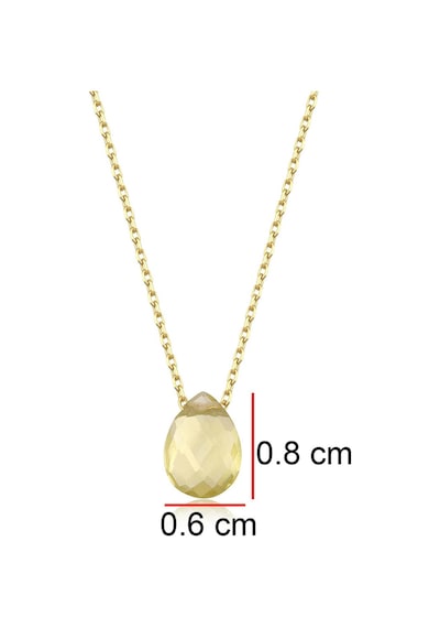 Limon Taşı Damla Kolye Sarı