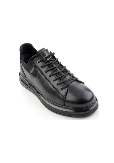 Siyah Hakiki Deri Erkek Sneaker E01080216943 Siyah