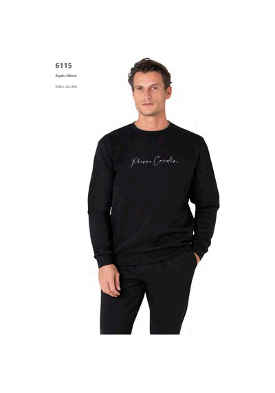 Pierre Cardin 6115 Erkek Uzun Kollu Bisiklet Yaka Üç İplik Eşofman Takımı-siyah Siyah