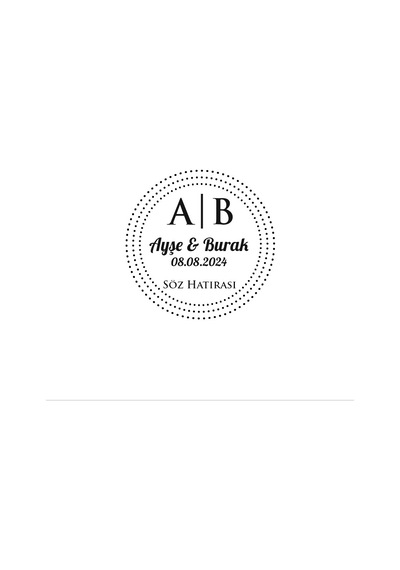 Noktalı Çerçeveli Yuvarlak Mühür Kına Nişan Düğün 3x3 Cm Özel Etiket / 50 Adet Sticker Beyaz