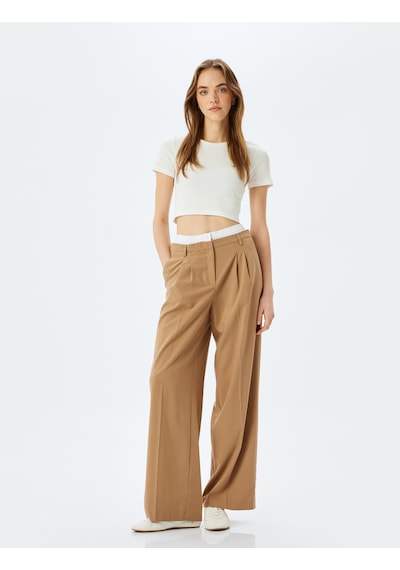 Koton Basic Kısa Kollu Bisiklet Yaka Slim Fit Crop Kaşkorse Tişört Ekru 5sal10049ık Ekru