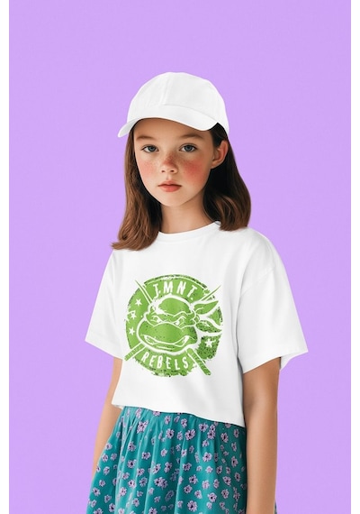 Sevbano Ninja Turtles Baskılı Unisex Kaplumbağalar Çizgi Film Çocuk Tişör Beyaz